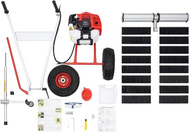 Бензинова підмітальна машина, Збирач листя, Лопата для снігу Моторизована мітла Снігочисник 43CC з підмітальною мітлою, Контейнер для збору та снігоприбирач, Автоматичне зчеплення з бензиновим двигуном, 6500-8500 об/хв