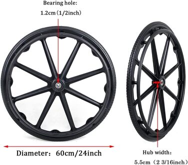 Аксесуари для інвалідних візків з ручним керуванням URZTJPJV, запасна частина, заднє колесо 24 дюйми для інвалідних візків, нековзне суцільне колесо/чорне/24 дюйма