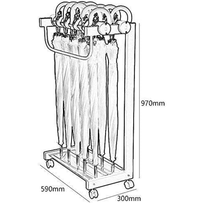 Тримач для парасольки Qunine Підставка для парасольки Металева підставка для парасольки на 10 отворів із замкненою полицею для зберігання в підлозі Творчий дім Сучасний хол готелю Офіс Тримач парасольки Тримач парасольки Внутрішня парасолька S Gold 59 * 3