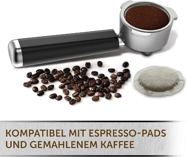 Машина для портафільтра Breville Prima Latte II Еспресо-машина/кавоварка для латте та капучино Професійний насос на 19 бар і піноутворювач молока Срібло VCF108X