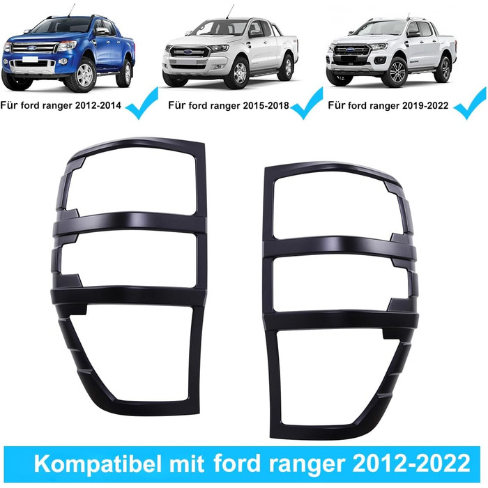 Чохол заднього ліхтаря JHCHAN для Ford Ranger 2012-2022 T6 T7 T8 Raptor Limited Tremor XL XLT XLS Wildtrak Протектор передніх задніх ліхтарів (кришка заднього ліхтаря) Cache feu arrire