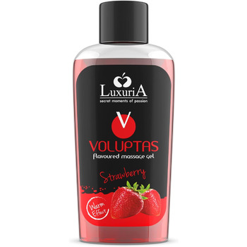 ІНТИМНА Voluptas Strawberry їстівний масажний гель, стимулюючий гель з зігріваючим ефектом для всього тіла, зволожуючим і пом'якшувальним ефектом, зі смаком полуниці, 100 мл