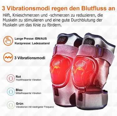 Масажер для колін з підігрівом, бездротовий підігрів, вібромасаж, наколінник з акумулятором 5000 мАг для полегшення болю в колінах, артриту, болю в суглобах