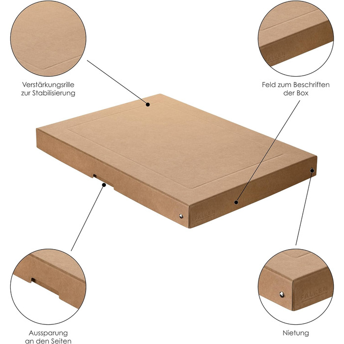 Оригінальна веганська папка Falken 10 Pack Pure Nature. Зроблено в Німеччині. Коричнева папка для файлів шириною 8 см Папка з листами Офісна папка Папка з картонною папкою Папка з гніздом (DIN A3 40 мм, упаковка з 5 чистих коробок)