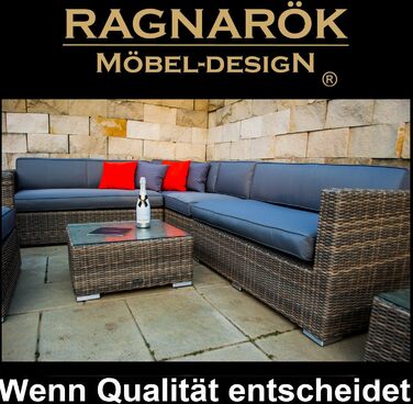 Дизайн меблів Ragnark PolyRattan lounge - Німецький виробник - 8 років ГАРАНТІЯ - Садові меблі, група сидінь, стіл, алюміній, нержавіюча сталь, також двостороннє регульоване крісло, ротанг, натуральна оббивка, сірий