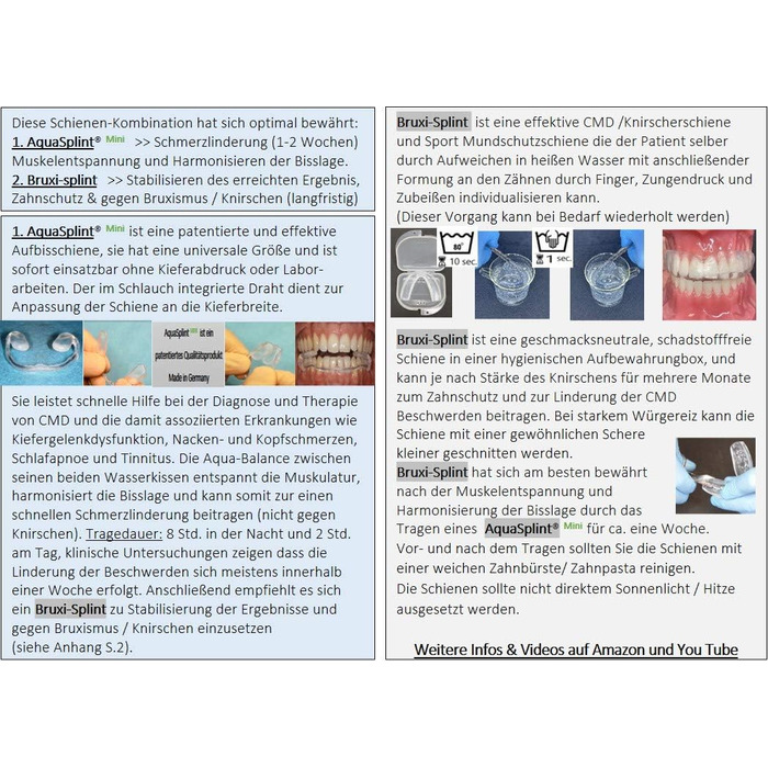 В1 (AquaSplint & Bruxi Splint) це ефективна та перевірена комбінація для лікування болю та скреготу зубами негайного лікування бруксизму та СНЩС, 2