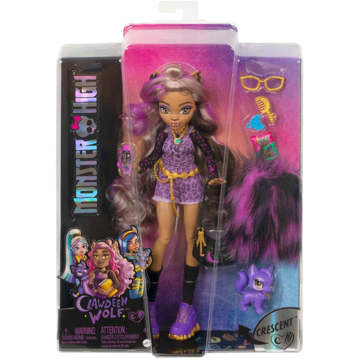 Лялька Monster High Clawdeen, модна лялька-перевертень з рожевим і світлим волоссям, аксесуар для домашніх тварин і ляльок, іграшка для дітей віком від 4 років, лялька-вовк HHK52 Clawdeen