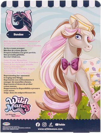 Іграшковий кінь Jakks Pacific Wild Manes для дівчаток, іграшковий кінь для морозива, неаполітанська грива, аксесуари для морозива та програвач, для дітей віком від 3 років