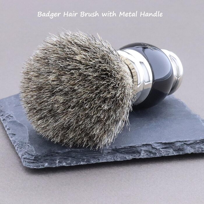 Щітка для гоління Haryali London, щітка для гоління Badger Hair, елегантна та унікальний дизайн, щітка для гоління Badger Hair, в елегантному чорному кольорі, ідеально підходить до вашого набору для гоління