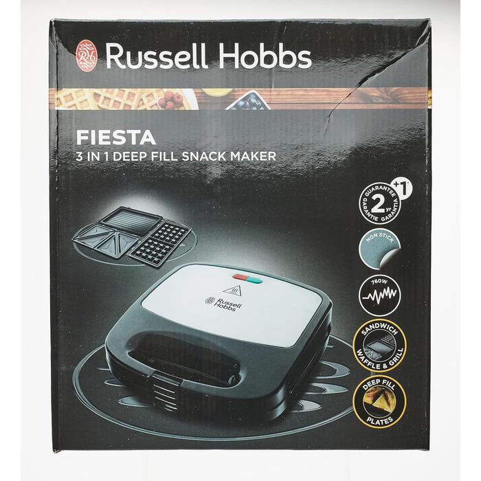 Багатофункціональний прилад Russell Hobbs 3-в-1 бутербродниця, вафельниця, контактний гриль Fiesta (можна мити в посудомийній машині та антипригарні тарілки, розширюються Cake Pop, Mini Donut, Churros) 24540-56 24540-56 Багатофункціональний прилад 3-в-1