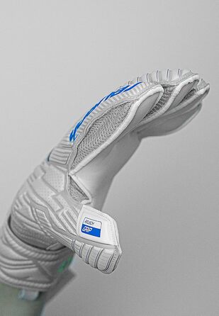 Воротарські рукавиці Reusch чоловічі Attrakt Finger Support унісекс зі зрізом зовнішнього шва та покриттям для зчеплення, підходять для всіх поверхонь поля Футбольні рукавиці із захистом пальців для дорослих світло-сірі - сині - жовті 10