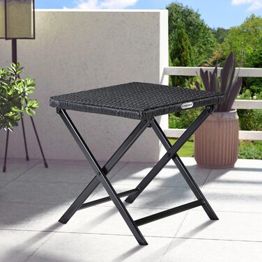 Складаний табурет Casaria Poly Rattan 110 кг вантажопідйомність 44x40x44 см Складний легко переносний відкритий стійкий до погодних умов садовий дворик Балкон Кемпінг Табурет Стілець Стілець