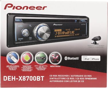 Автомобільна стереосистема Pioneer DEH-X8700BT 1DIN, вхід Bluetooth, MP3, USB та AUX, RGB-підсвічування, гучний зв'язок Bluetooth, додаток Smart Sync, 5-смуговий еквалайзер