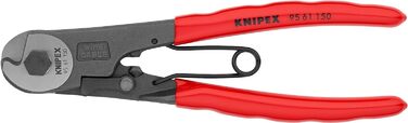 Кабелерізи Knipex Bowden чорні атраментовані, покриті пластиком 150 мм 95 61 150