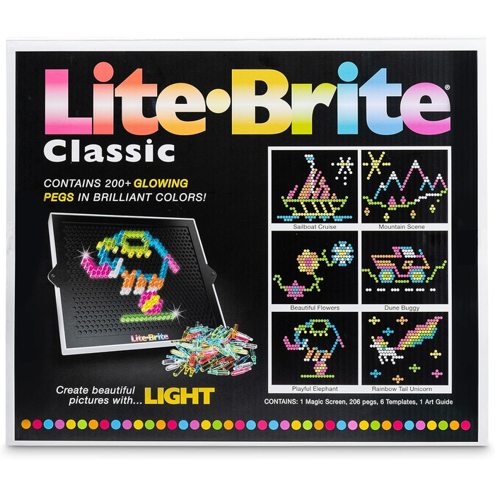 Основні Fun Lite-Brite Ultimate класична дошка для малювання з підсвіткою, світлодіодна дошка для малювання з кольорами, іграшка, що світиться в темряві, художня дошка для малювання з підсвіткою та неоновим ефектом Дошка для малювання не входить до компле