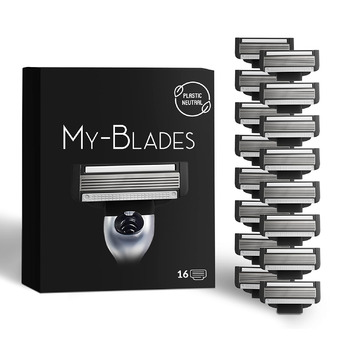 Леза бритви My-Blades сумісні з Gillette Mach3, пластик нейтральний, 16 змінних лез для вологої бритви з 5-кратним лезом