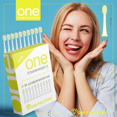 Насадка для щітки Sonic Toothbrush ONE Насадки/змінні щітки для зубних щіток в економ-упаковці (Lime-Green, SOFT), 10 шт.