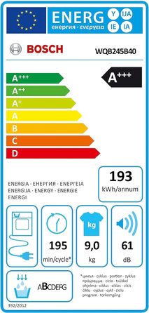 Сушильна машина Bosch Hausgeräte WQB245B40 60 см до 9 кг з тепловим насосом функціями AutoDry, SmartDry, Home Connect, з антивібраційним дизайном, біла,