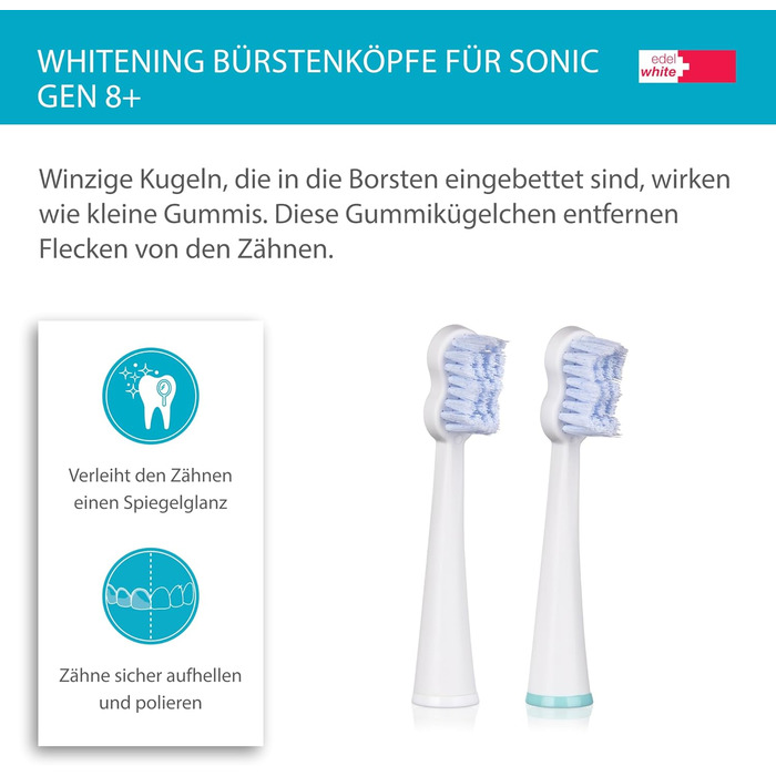 Відбілюючі насадки для електричної зубної щітки Насадка для зубної щітки Sonic Gen 8 I x 2 I Для ретельного та дбайливого чищення зубів