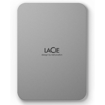 Портативний зовнішній жорсткий диск LaCie Mobile Drive Moon 2TB, 2,5-дюймовий, для Mac і PC, сріблястий, вкл. 3 роки служби порятунку, номер моделі STLP2000400 Moon Silver 2TB