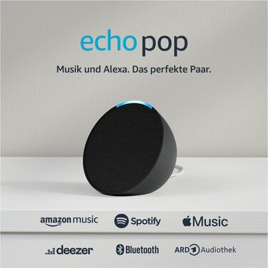 Сертифікований відремонтований Echo Pop Компактна та розумна Bluetooth колонка з повним звуком і Alexa антрацит