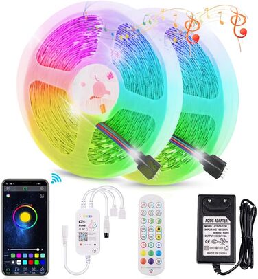 Світлодіодна стрічка Wisada WIFI, 30M 12V RGB 5050 Smart LED Light Strip Самоклеючі світлодіодні струнні ліхтарі зі зміною кольору з дистанційним керуванням і синхронізацією музики APP Підсвічування для дому та телевізора Підсвічування Rgb 30м