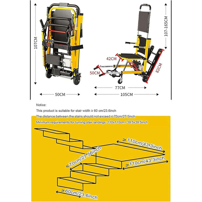 Інвалідний візок Caterpillar Stair Climber, електричний підйомник по сходах Caterpillar, портативний підйомник по сходах, може підніматися та спускатися сходами, стілець, інвалідний візок для підйому по сходах для літнього пацієнта