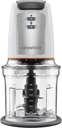 Подрібнювач Kenwood Easy Chop CHP61.100WH, електричний міні-універсальний подрібнювач з 2 налаштуваннями швидкості, робочий контейнер 0,5 л, 500 Вт, білий робочий контейнер 0,5 л 500 Вт