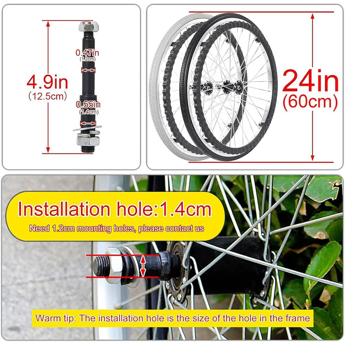 Запасне колесо для інвалідного візка заднє 24-дюймове набір з 2, стійке до проколів тверде заднє колесо для інвалідного візка, замінне колесо для інвалідного візка зі спицями з алюмінієвого сплаву, ливарне колесо для інвалідного візка, чорне, 24 дюйма 24 