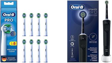 Щітки Oral-B Pro Precision Clean для електричної зубної щітки та електрична зубна щітка Vitality Pro Нова комплектація з електричною зубною щіткою, чорна