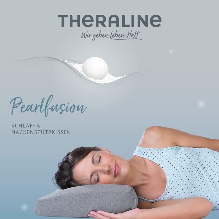 Ортопедична подушка для сну та підтримки шиї Theraline Pearlfusion, ширина комфорту 72см Висота 12 см з зовнішнім покриттям Колекція Melange Rosewood Bamboo 12 см Melange Rosewood Bamboo Collection