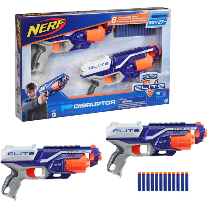 Бластери Disruptor, 12 дротиків Nerf Elite - обертовий барабан на 6 дротиків, швидкий вогонь, 2pack - 2