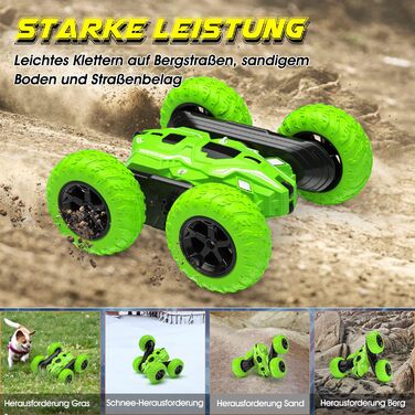 Автомобіль з дистанційним керуванням, 4WD 2.4 Ghz RC Stunt Crawler зі світлодіодним світлом, 360 обертається дрейф RC автомобіль для приміщень, на відкритому повітрі, газонів, іграшки Подарунки для 6 років Хлопчики Діти Дівчатка Екологічніше