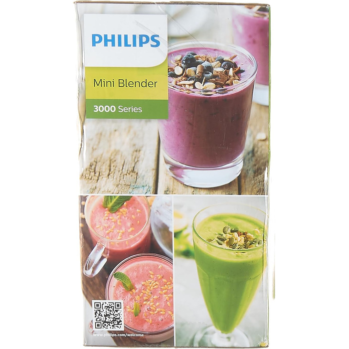 Міні-блендер Philips Daily Collection - 350 Вт, компактний дизайн, дві швидкості, мобільна пляшка для води, можна мити в посудомийній машині, сірий (HR2600/80)