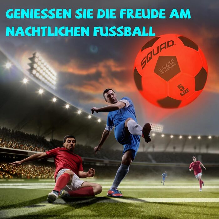 Сяючий футбольний м'яч, світлодіодний футбол з 2 лампами та змінними батареями, офіційний розмір 5 - чудовий подарунок для дітей та підлітків