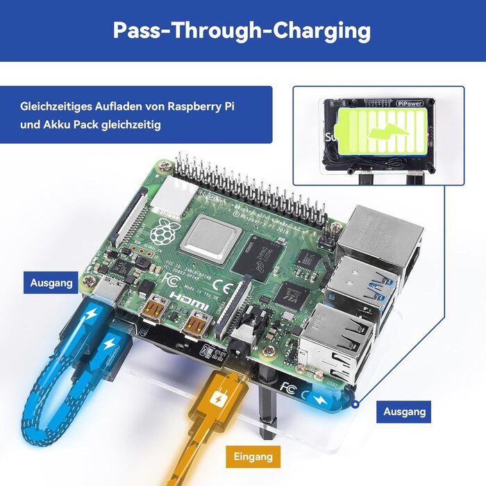 Блок живлення ДБЖ SunFounder PiPower Raspberry Pi, захист Raspberry Pi та SD, плата розширення Power Bank 5 В/3 А, сумісна з Raspberry Pi 4B/3B/3B/нуль 2 Вт/нуль Вт (батарея в комплекті)