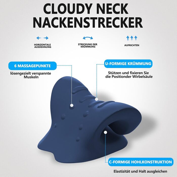 Розгинач шиї, бандажі для шиї, подушка для корекції горбка Premium Neck Hump Way, Neck Cloud знімає біль у суглобах та виправляє поставу Deepblue*1, 2.0