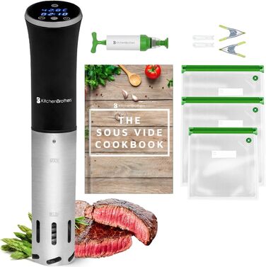 Плита KitchenBrothers Sous Vide Stick - Набір Souvide - Souvidestab - Плита Suvit - Souvidestab - Паличка Sou Vide - Плита Suvide - від 0 до 95 C, регулюється на 0,2 C - Функція таймера - будильник - 1200 Вт