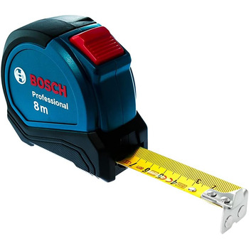 Рулетка Bosch Professional 8 м Autlock (управління однією рукою, затискач на ремені, магнітний гачок, 2 кнопки зупинки, нейлонова сталева стрічка 27 мм) 8 м