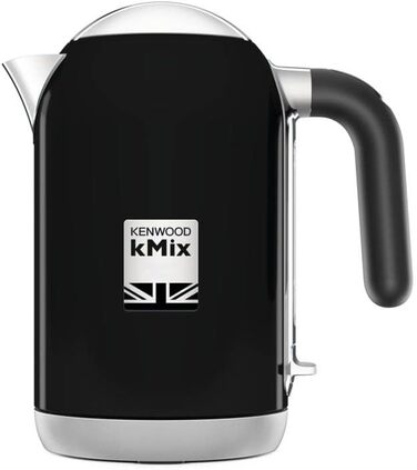 Чайник Kenwood kMix ZJX740BK, високоякісний металевий корпус у стильному дизайні, знімний фільтр від накипу з нержавіючої сталі, автоматичне відключення, база 360, ємність 1,7 літра, 2200 Вт, чорний