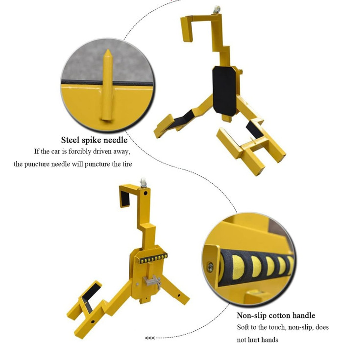Важкий кіготь колеса, кіготь шини, блокування колеса, металевий стабілізатор багажника, протиугін, блокування клина колеса, автомобільний причіп, безпека коліс, кіготь блокування руху, автомобіль, підходить для автомобіля, t жовтий