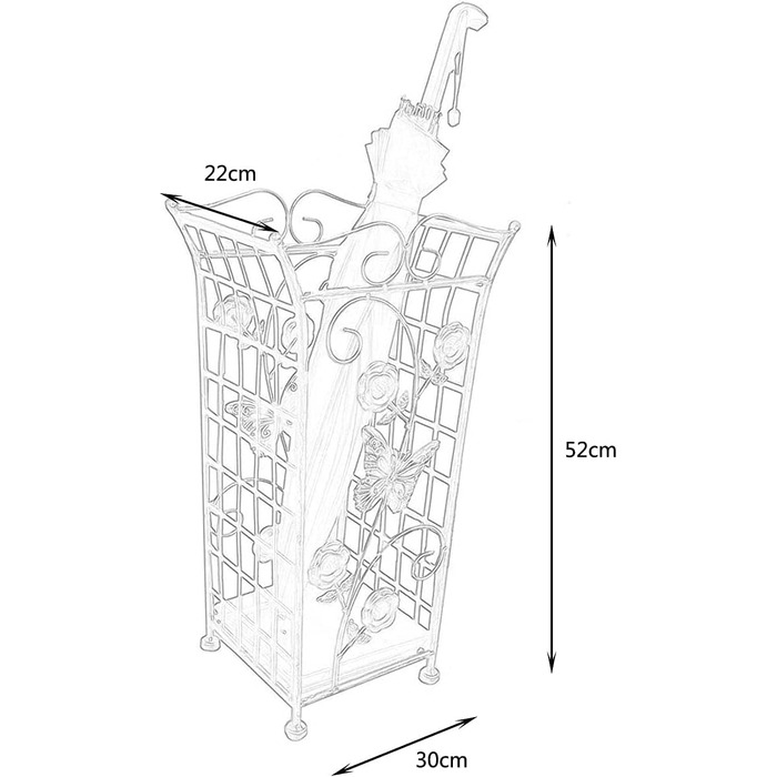 Підставка для парасольки Cuiynic, елегантний тримач для парасольки для внутрішнього використання, з піддоном для крапель, вінтажний металевий тримач для парасольки, ажурний метал, 30 x 22 x 52 см/бронза (бронза q)