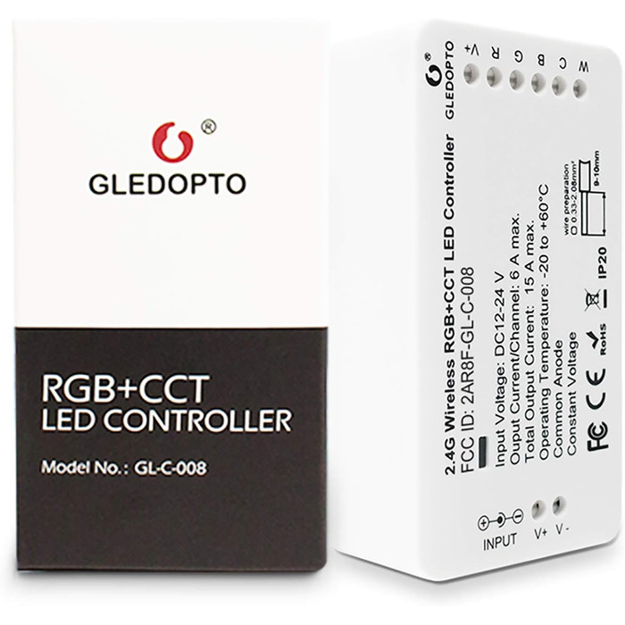 Контролер контролера GLEDOPTO ZigBee для світлодіодної стрічки RGBCCT WRGBWW для 12 В або 24 В протестовано з Philips Hue*, Alexa Echo Plus, Homee (Rgbcct/Rgbтеплий білий холодний білий)