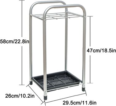 Підставка для парасольок OTHZON, тримач для парасольки, підставка для парасольки, металева підставка для парасольки, вільна підставка для входу в зону домашнього офісу, підставка для парасольки зі знімною мискою для води Svart 29,5х26х58см