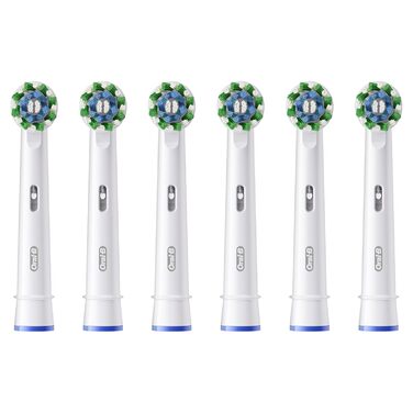 Щітки Oral-B Pro CrossAction для електричної зубної щітки, 6 шт. , чудове чищення зубів з інноваційними Х-подібними щетинками, оригінальна насадка для зубної щітки Oral-B, Made in Germany White 6 шт.