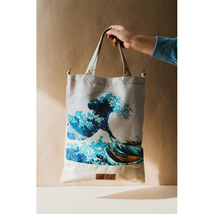 Сумка Hokusai The Great Wave off Kanagawa Бавовняна сумка з принтом - Сумка з тканини жіноча та чоловіча - Сумка з джуту 34 x 1 x 42 см Сумка для покупок