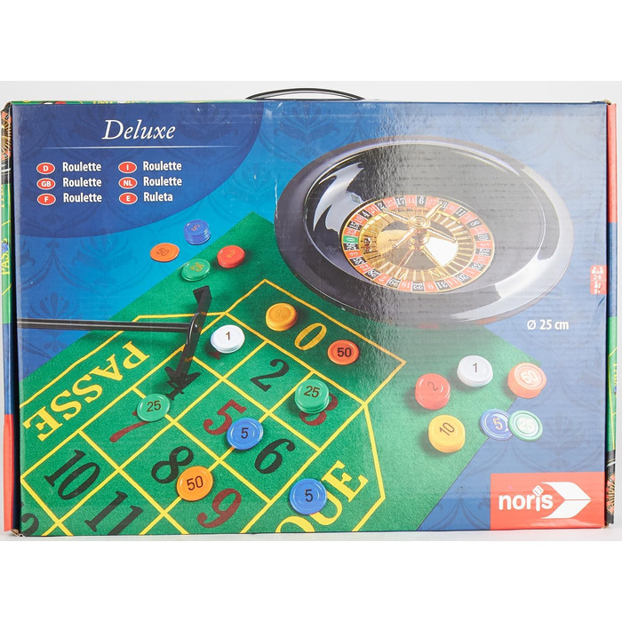 Рулетка Noris 606102025 Deluxe Set Roulette - з 2 сталевими кульками, 60 фішками та іншими аксесуарами для справжнього відчуття казино, віком від 8 років і старше