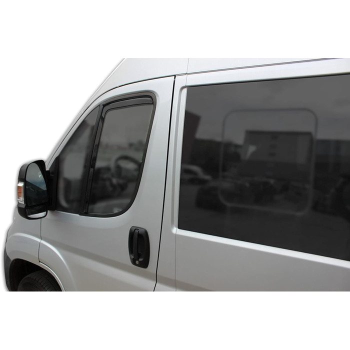 АВТОМОБІЛЕБУДУВАННЯ GP Wind Deflector Rain Deflector Підходить для Ducato з 2006 року, чорний, тонований, набір з 2 предметів, аеродинамічний, легка збірка, кріплення кліпсами, акрилове скло