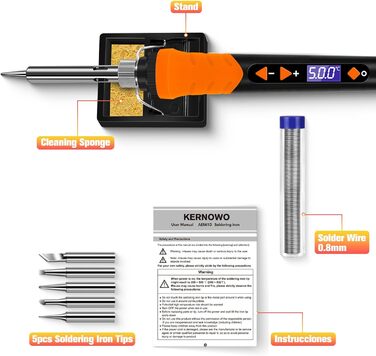 Набір паяльників KERNOWO 120 Вт, світлодіодний, з регульованою температурою та термостатом
