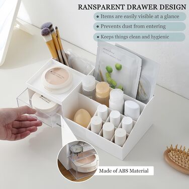 Органайзер для макіяжу DONGDA Cosmetic Organizer, Великі косметичні офісні ящики Коробка для зберігання, Органайзер для туалетного столика для організації косметичного Lip Stif з 10 сітками та 2 ящиками